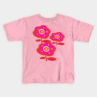 Hot Pink Daisy Flowers Kids T-Shirt